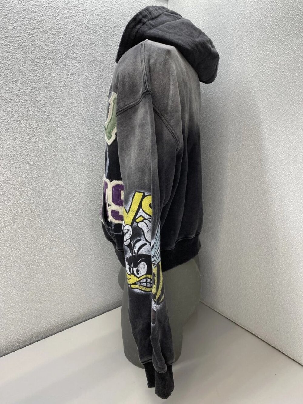 Vale Forever Unisex Hoodie Black/Multi Size S Blasted Zip Up Distressed Cotton - Picture 10 of 12